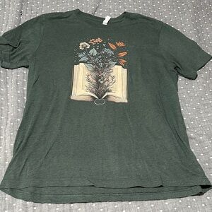 Bella Canvas Forest Green Tee with Floral Design